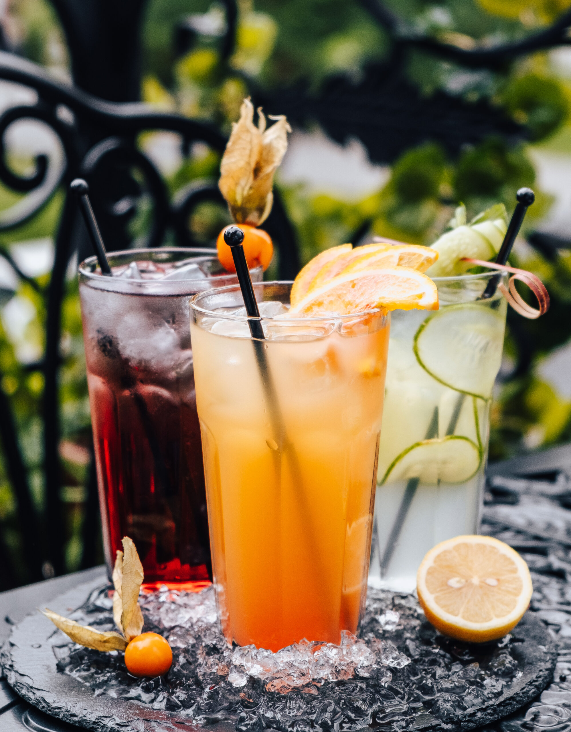 two iced cocktails on the table _